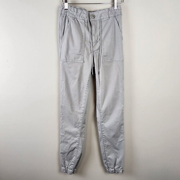 American Eagle Sz 6 Long Women Gray Jogger Pants  Elastic Waist Cotton Blend - Picture 1 of 12
